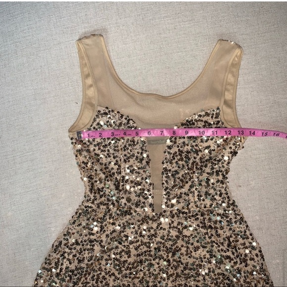 Red Clover Gold Sequin Cocktail Dress - Picture 11 of 11